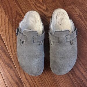 Gray Suede Slip-On Clogs